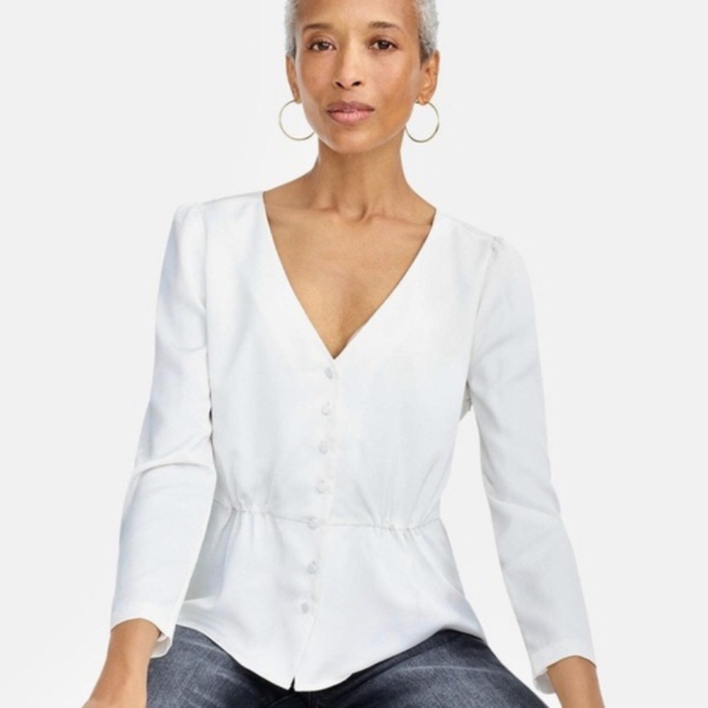 J. Crew long-sleeve peplum top in satin-crepe - Picture 1 of 4